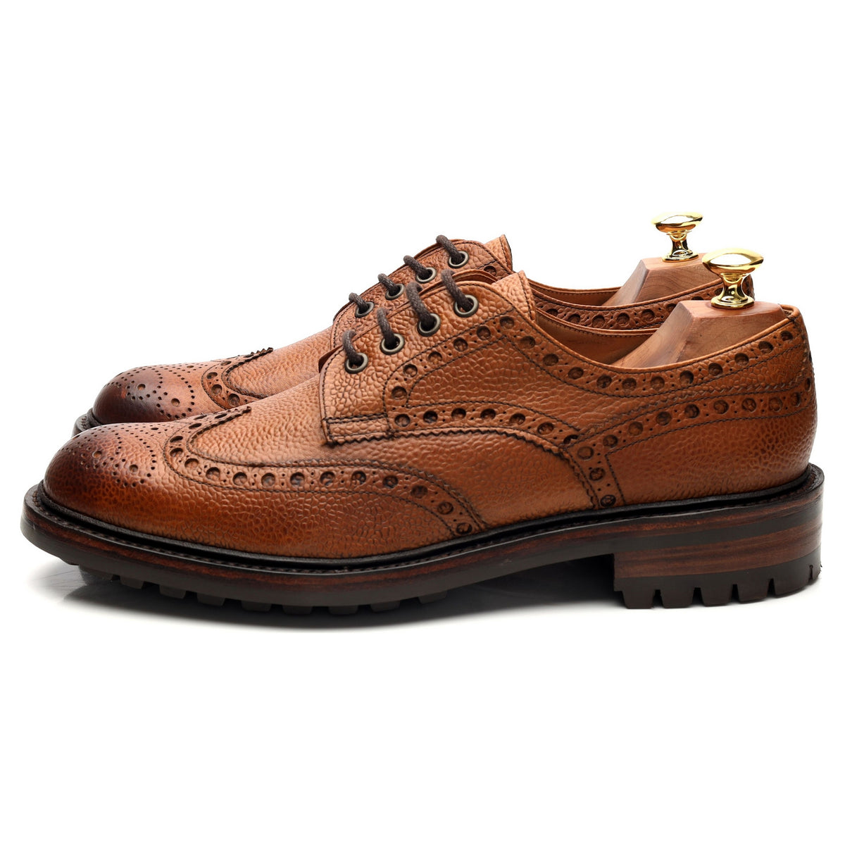 &#39;Avon&#39; Tan Brown Leather Derby Brogue UK 9 F