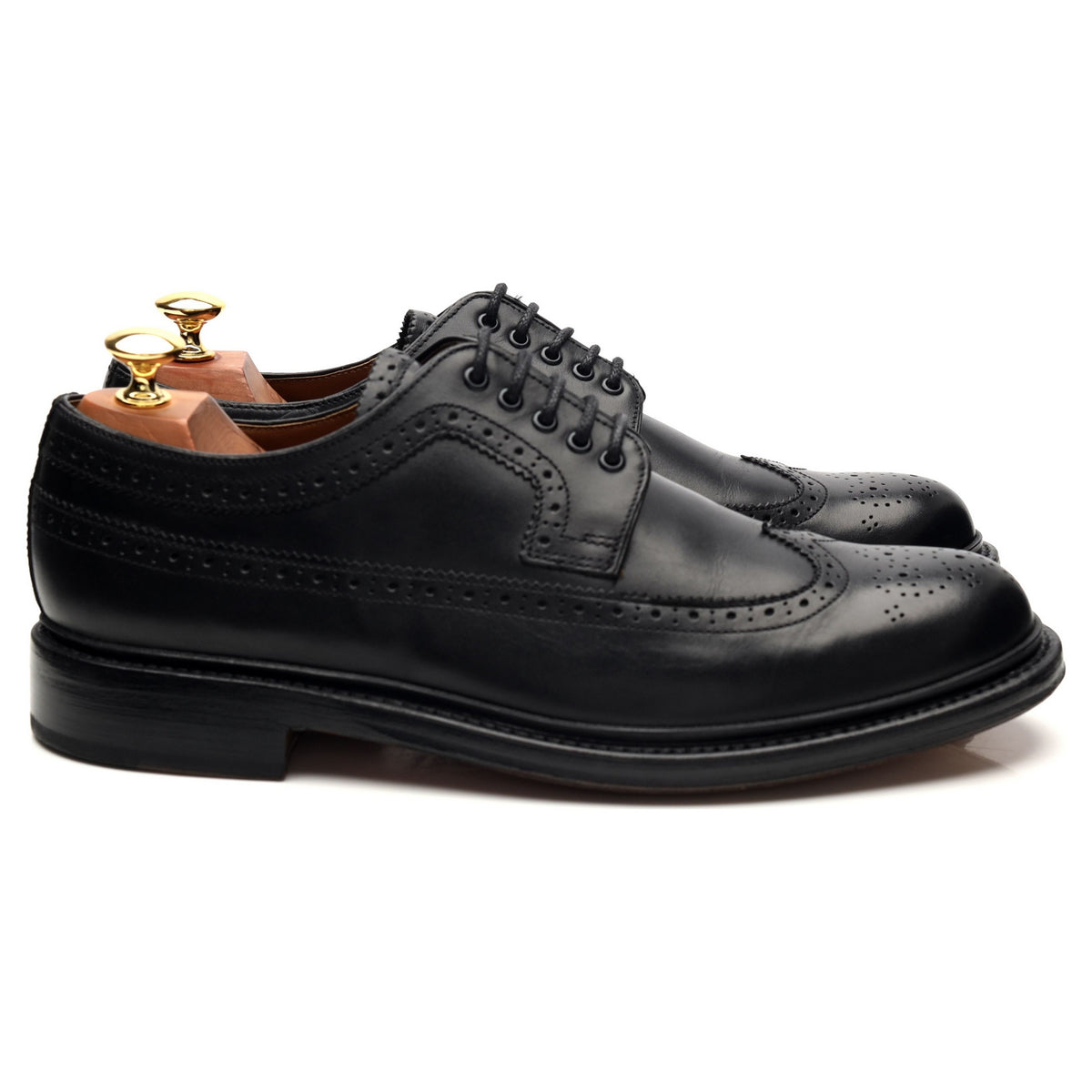 &#39;Sid&#39; Black Leather Derby Brogues UK 9 G