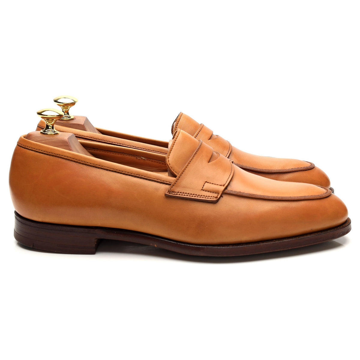 &#39;Rosebery&#39; Light Tan Brown Leather Loafers UK 8.5 E