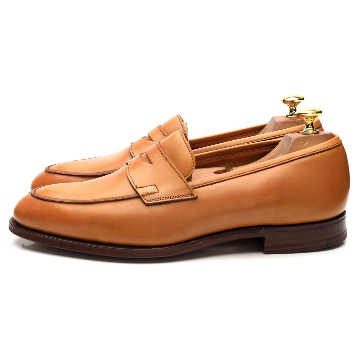 &#39;Rosebery&#39; Light Tan Brown Leather Loafers UK 8.5 E