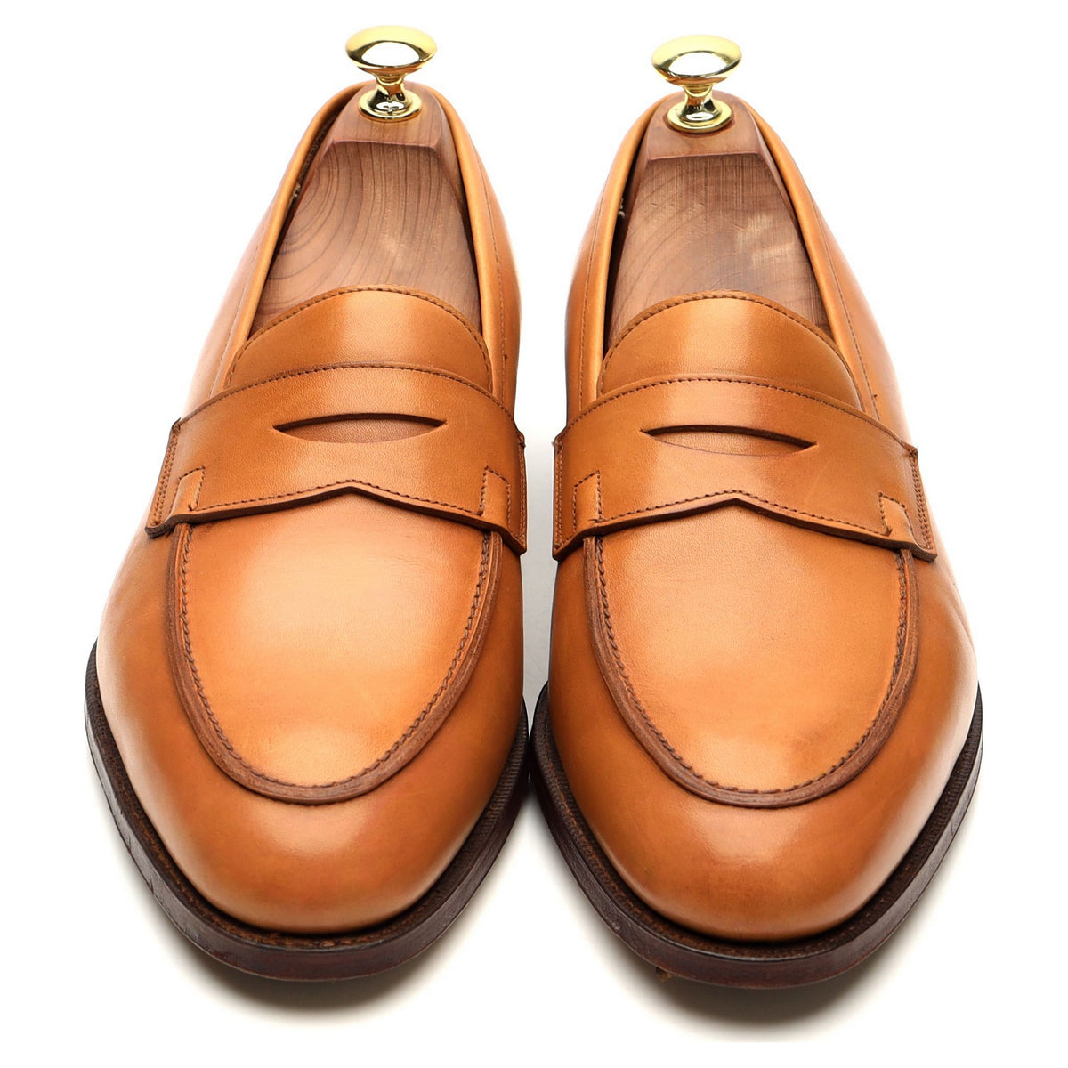 &#39;Rosebery&#39; Light Tan Brown Leather Loafers UK 8.5 E