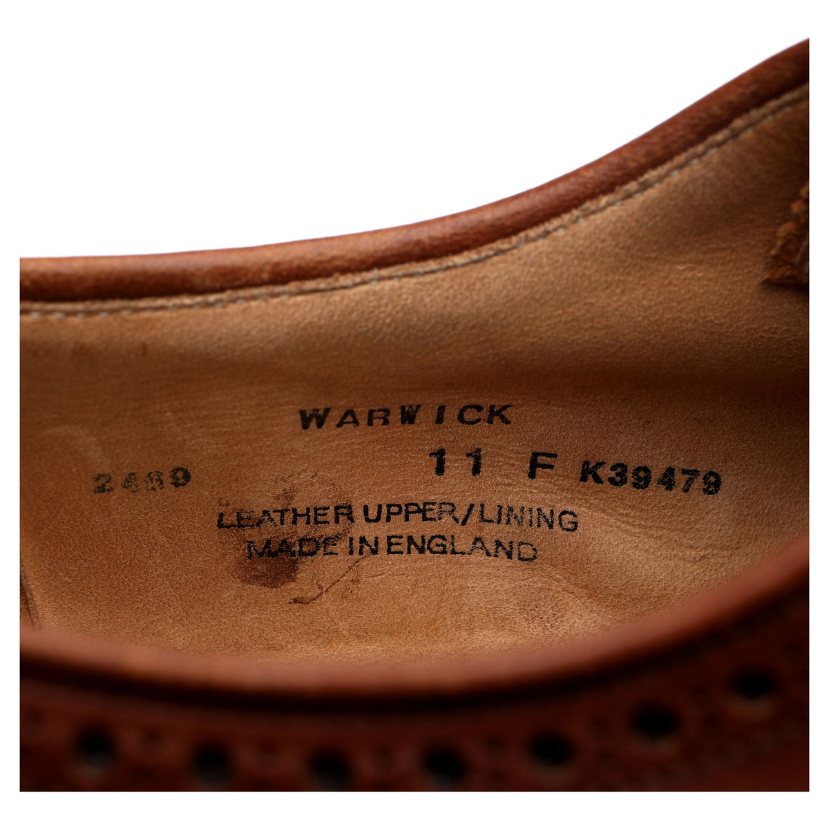 &#39;Warwick&#39; Tan Brown Leather Derby Brogues UK 11 F