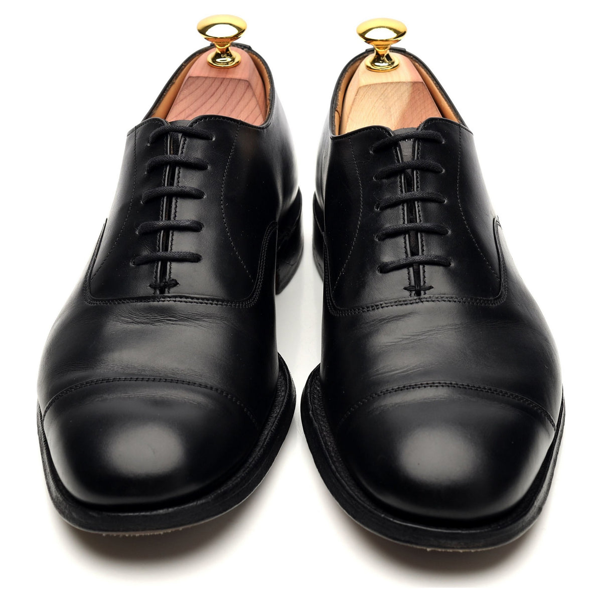 &#39;Balmoral&#39; Black Leather Oxford UK 7.5 F