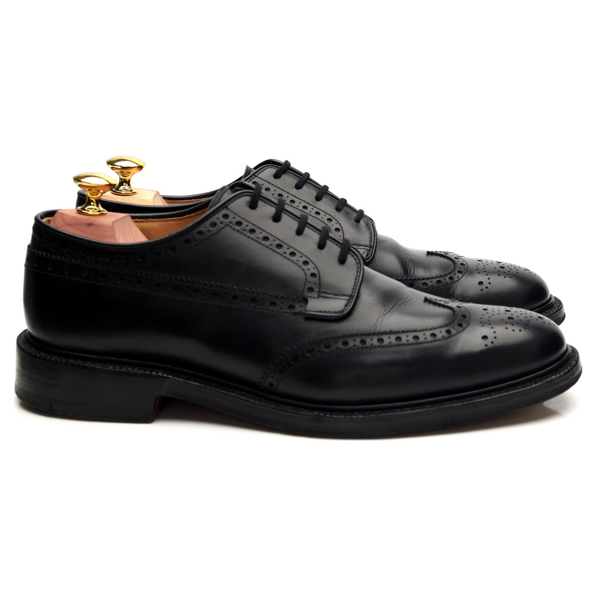 &#39;Brookland&#39; Black Leather Derby Brogue UK 7.5 G