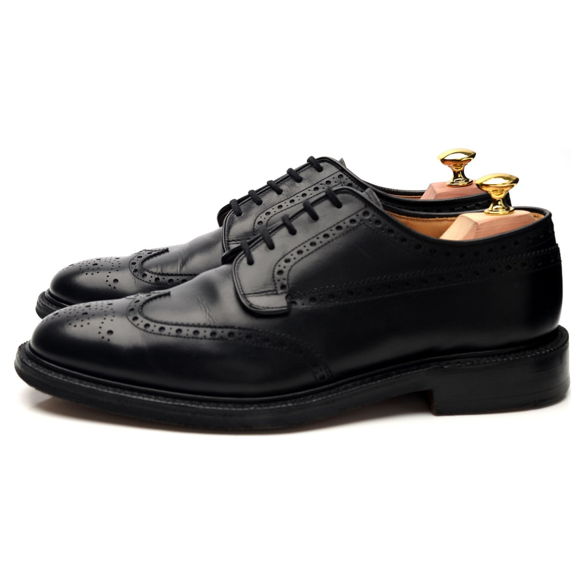 &#39;Brookland&#39; Black Leather Derby Brogue UK 7.5 G