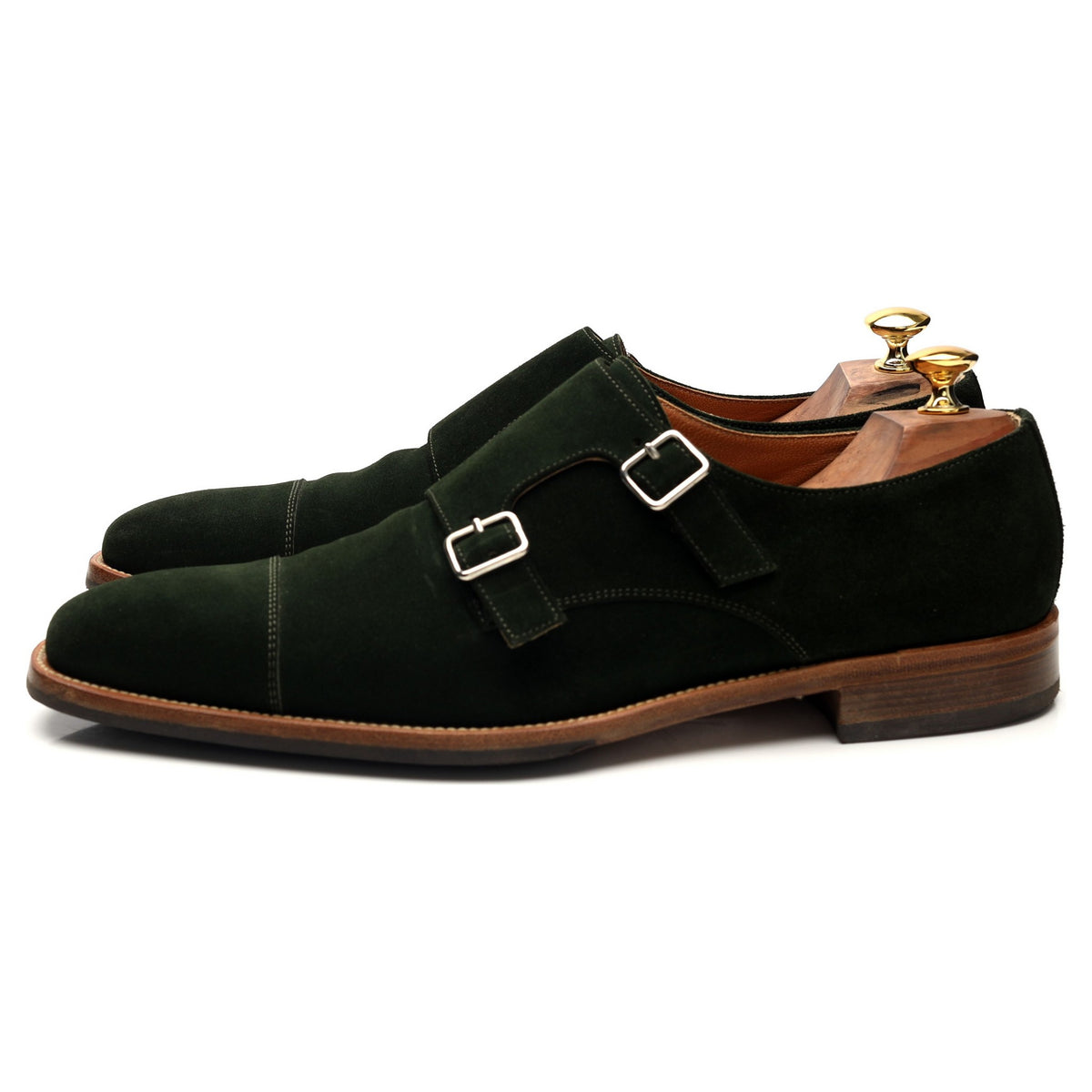 Russell &amp; Bromley &#39;Crave&#39; Green Suede Double Monk Strap UK 10.5