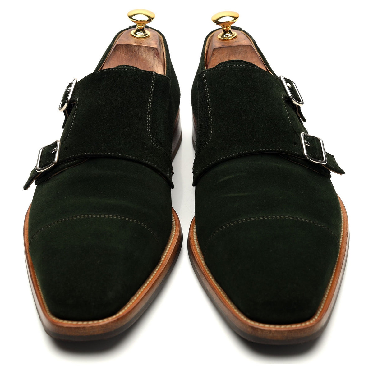 Russell &amp; Bromley &#39;Crave&#39; Green Suede Double Monk Strap UK 10.5