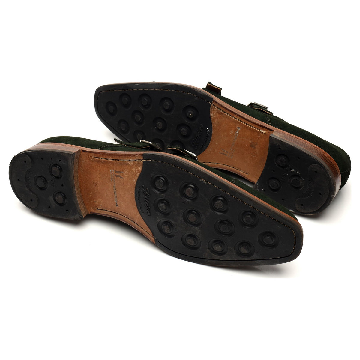 Russell &amp; Bromley &#39;Crave&#39; Green Suede Double Monk Strap UK 10.5