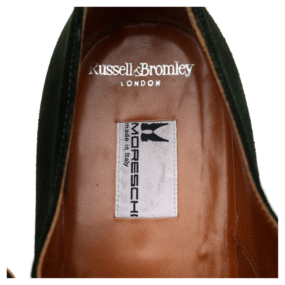 Russell &amp; Bromley &#39;Crave&#39; Green Suede Double Monk Strap UK 10.5