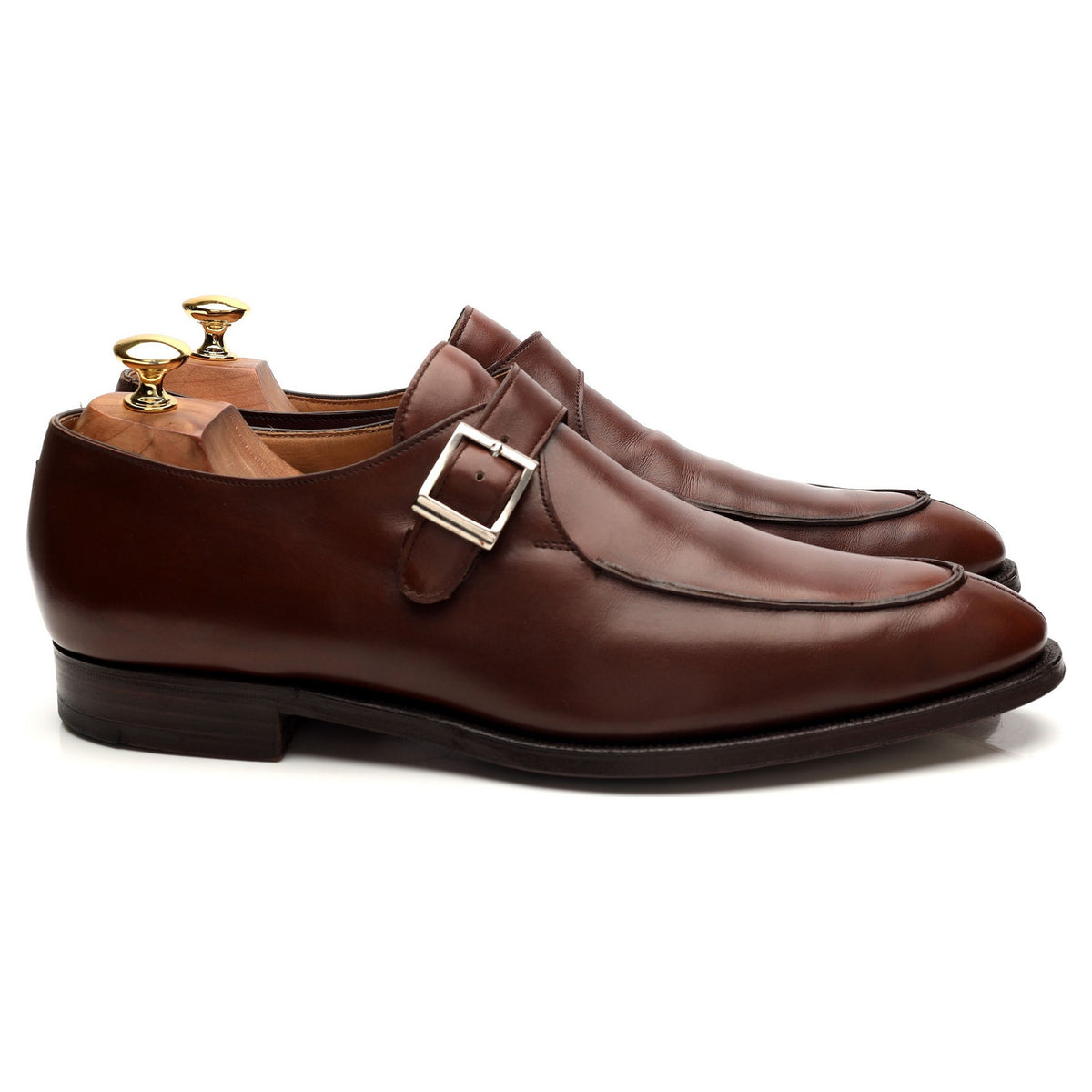 &#39;Barnsley&#39; Brown Leather Split Toe Monk Strap UK 10 E