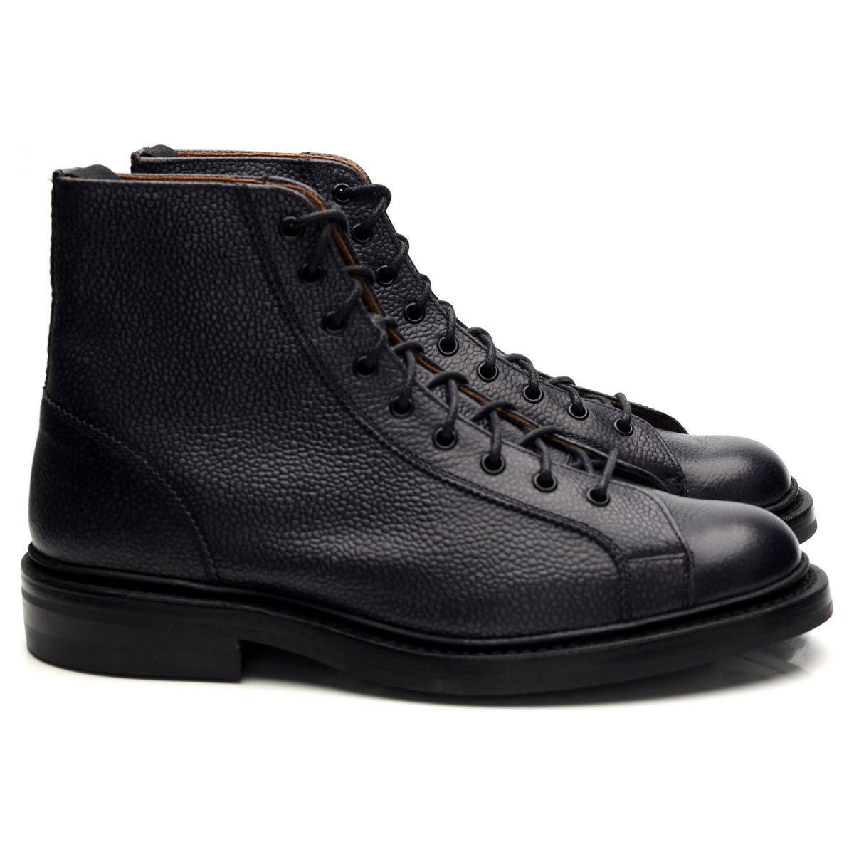 &#39;Ethan&#39; Navy Blue Grain Leather Monkey Boot UK 7