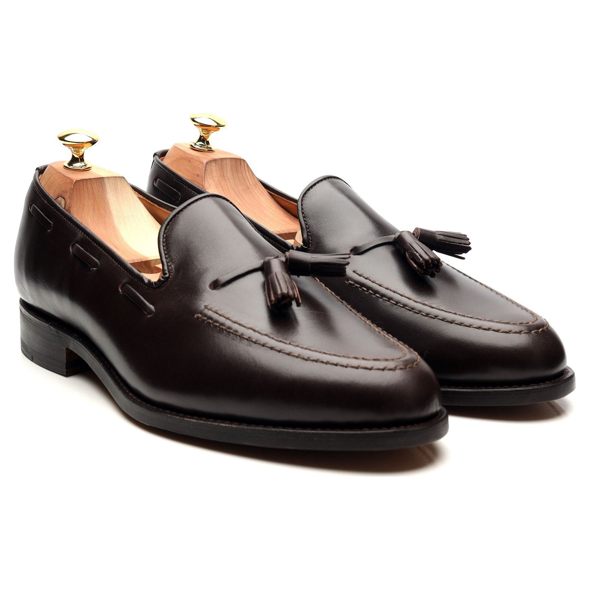 &#39;Finchley&#39; Dark Brown Leather Tassel Loafers UK 11 F