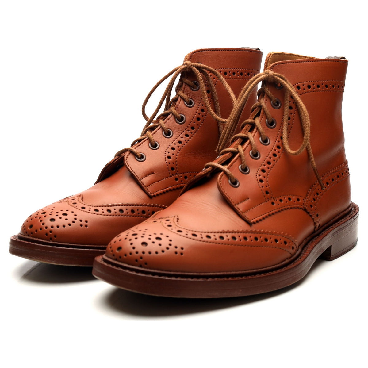 'Malton' Tan Brown Leather Boots Brogues UK 8