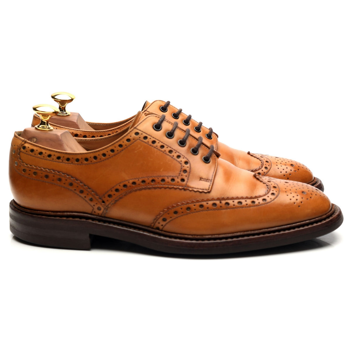 1880 &#39;Chester&#39; Tan Brown Leather Derby Brogues UK 6.5 F