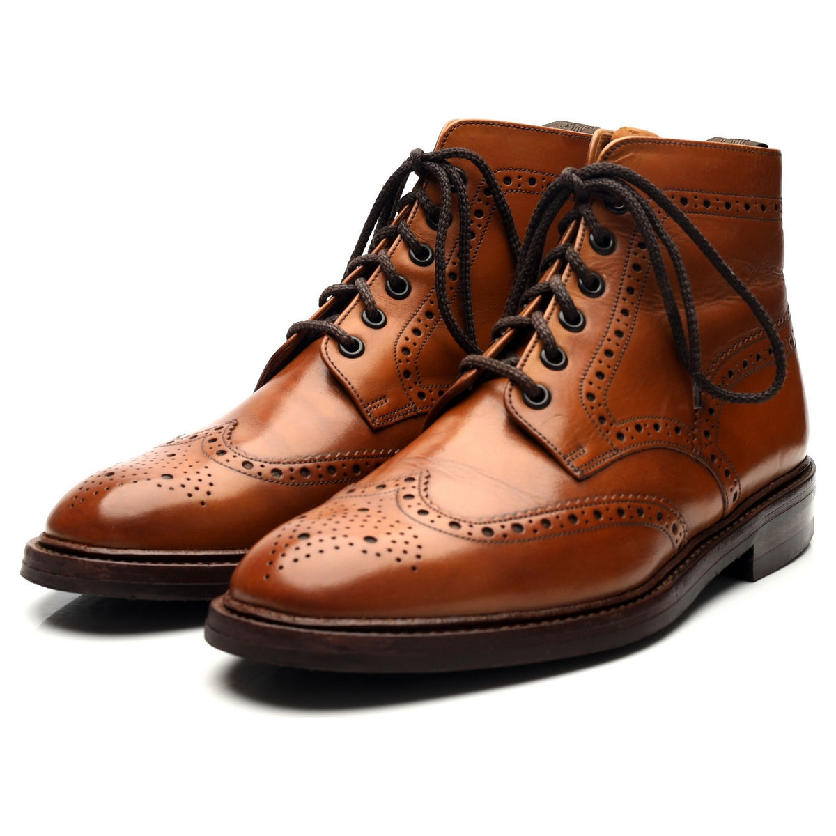 1880 &#39;Burford&#39; Tan Brown Leather Boots Brogues UK 7 F