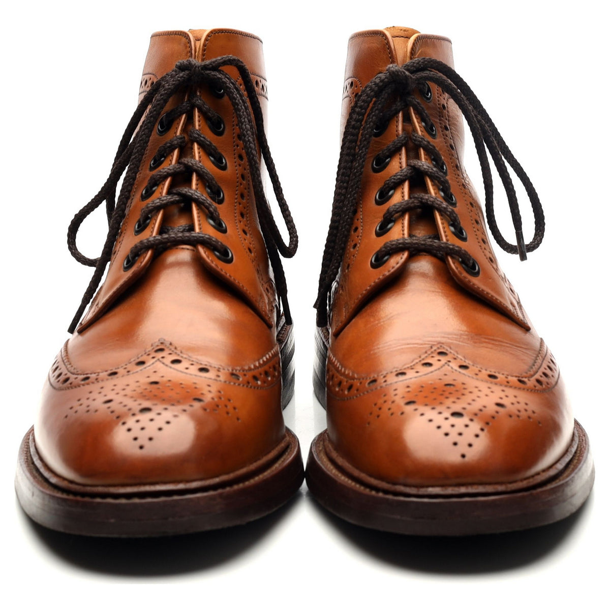 1880 &#39;Burford&#39; Tan Brown Leather Boots Brogues UK 7 F