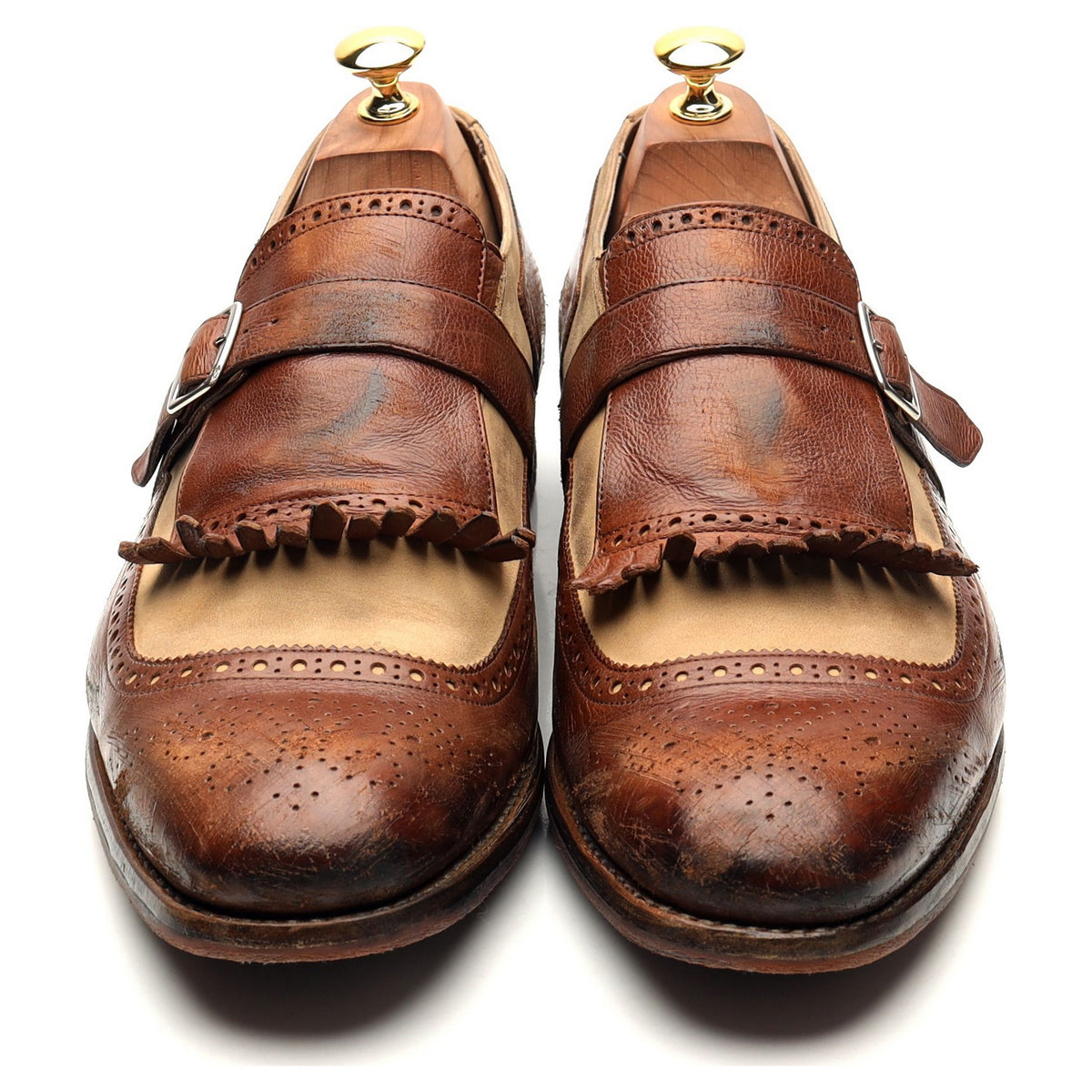 &#39;Shanghai&#39; Brown Leather Monk Strap UK 9 F
