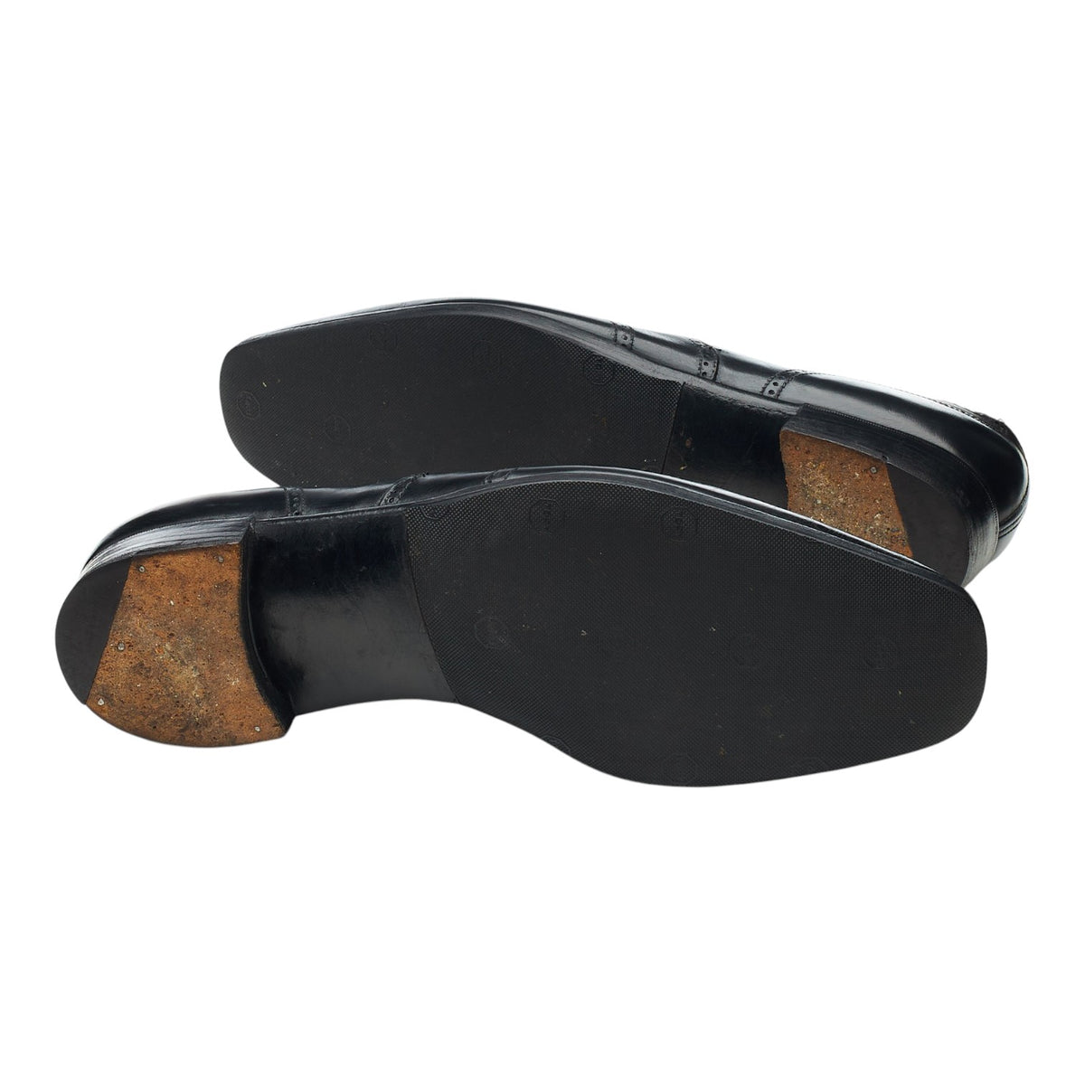 Black Leather Lazyman Slip On Brogue Loafers UK 6.5 E