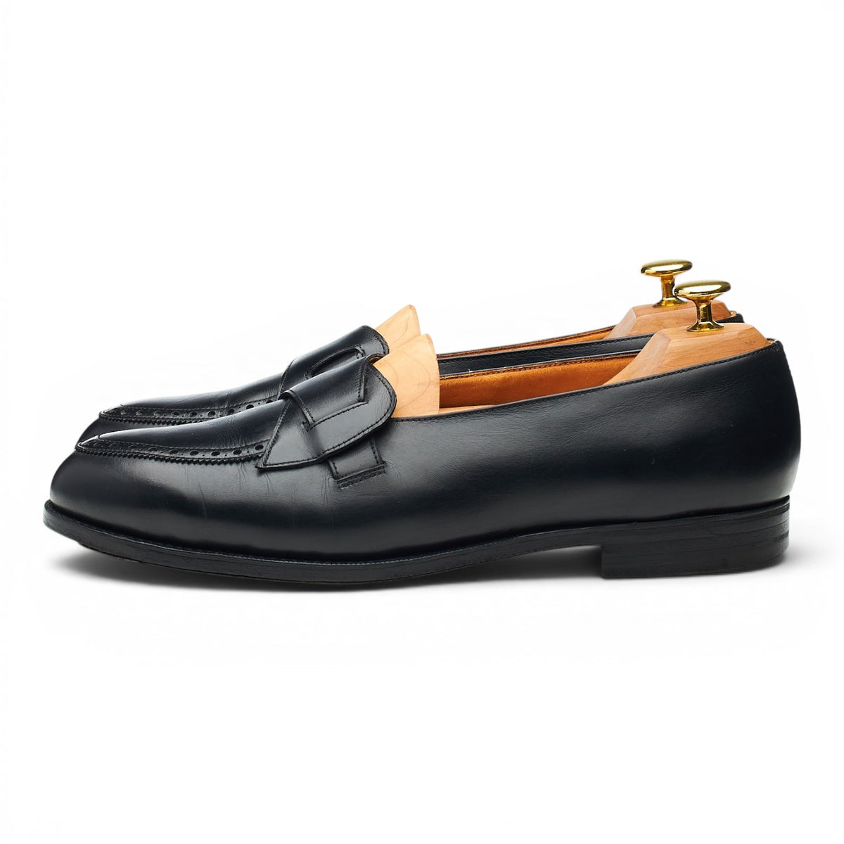 New & Lingwood Black Leather Butterfly Loafers UK 9 E