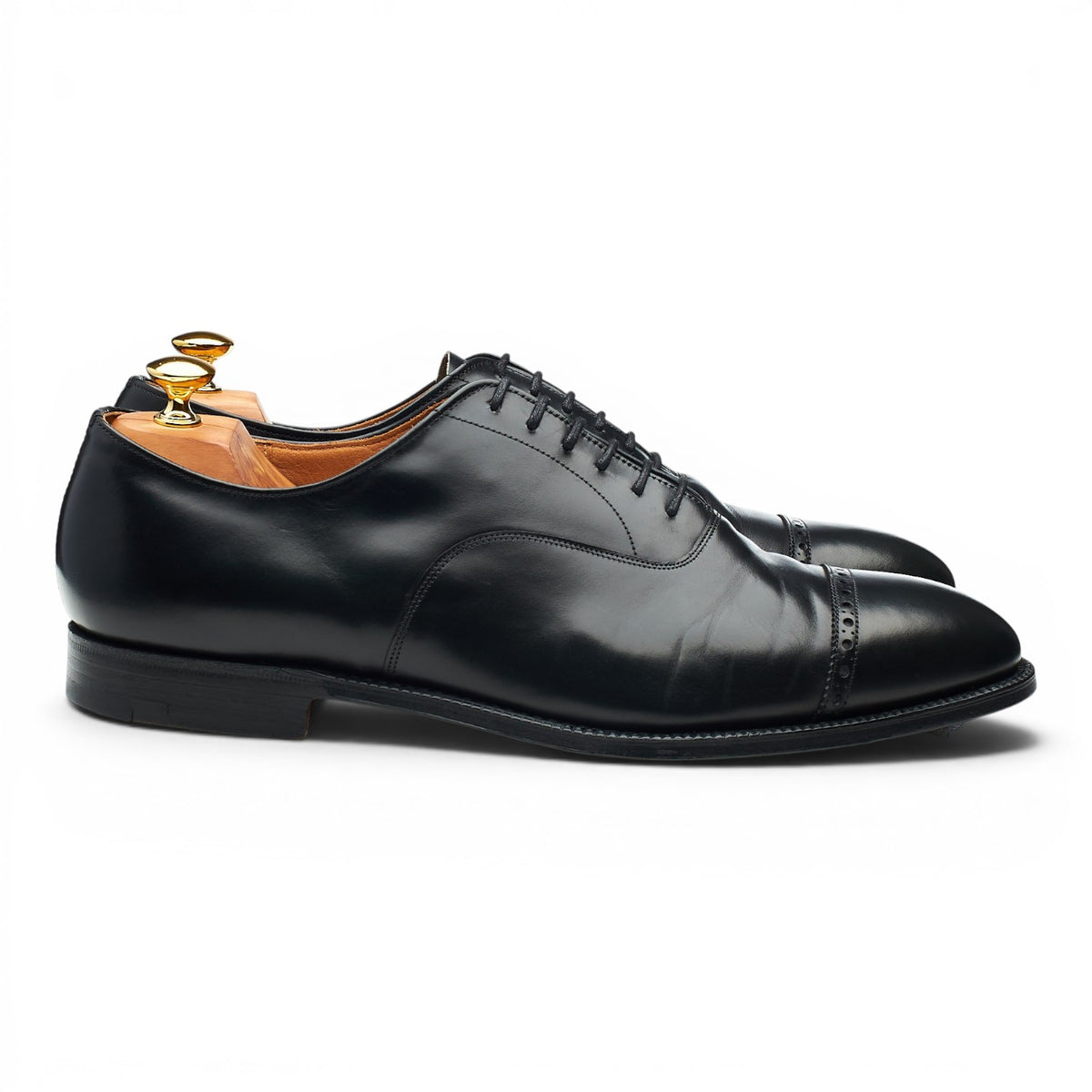 'Belmont' Black Leather Oxford UK 12 F