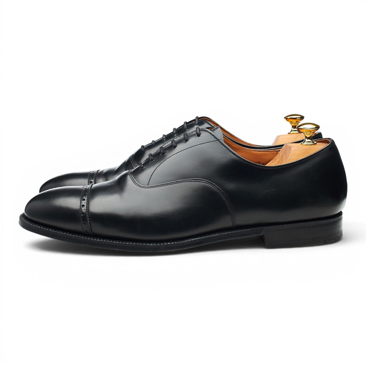 'Belmont' Black Leather Oxford UK 12 F