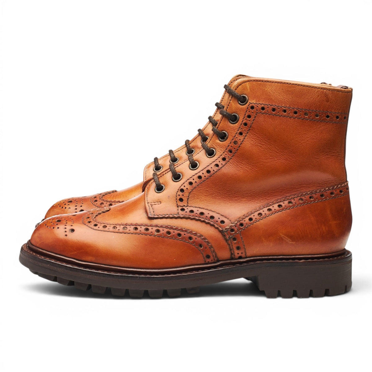 'Grasmere' Tan Brown Leather Brogue Boots UK 7 FX