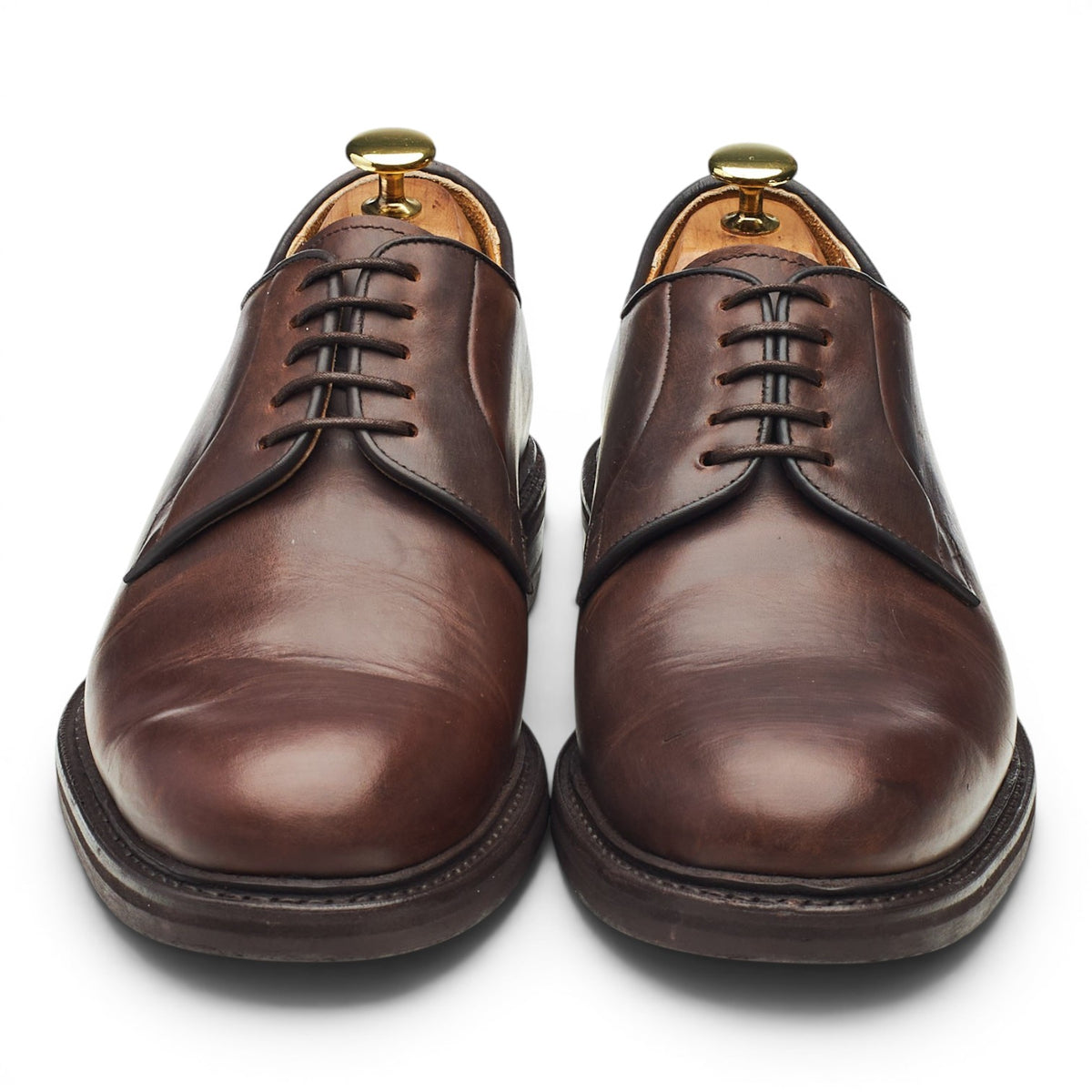 '3680' Dark Brown Waxed Leather Derby UK 8