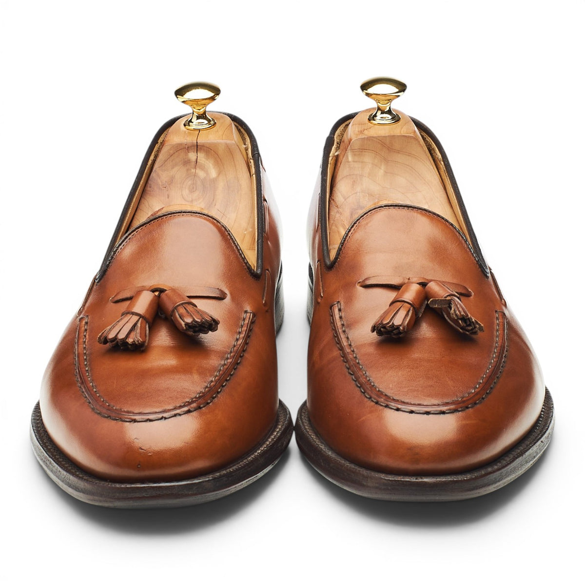 'Keats II' Tan Brown Leather Tassel Loafers UK 11 G