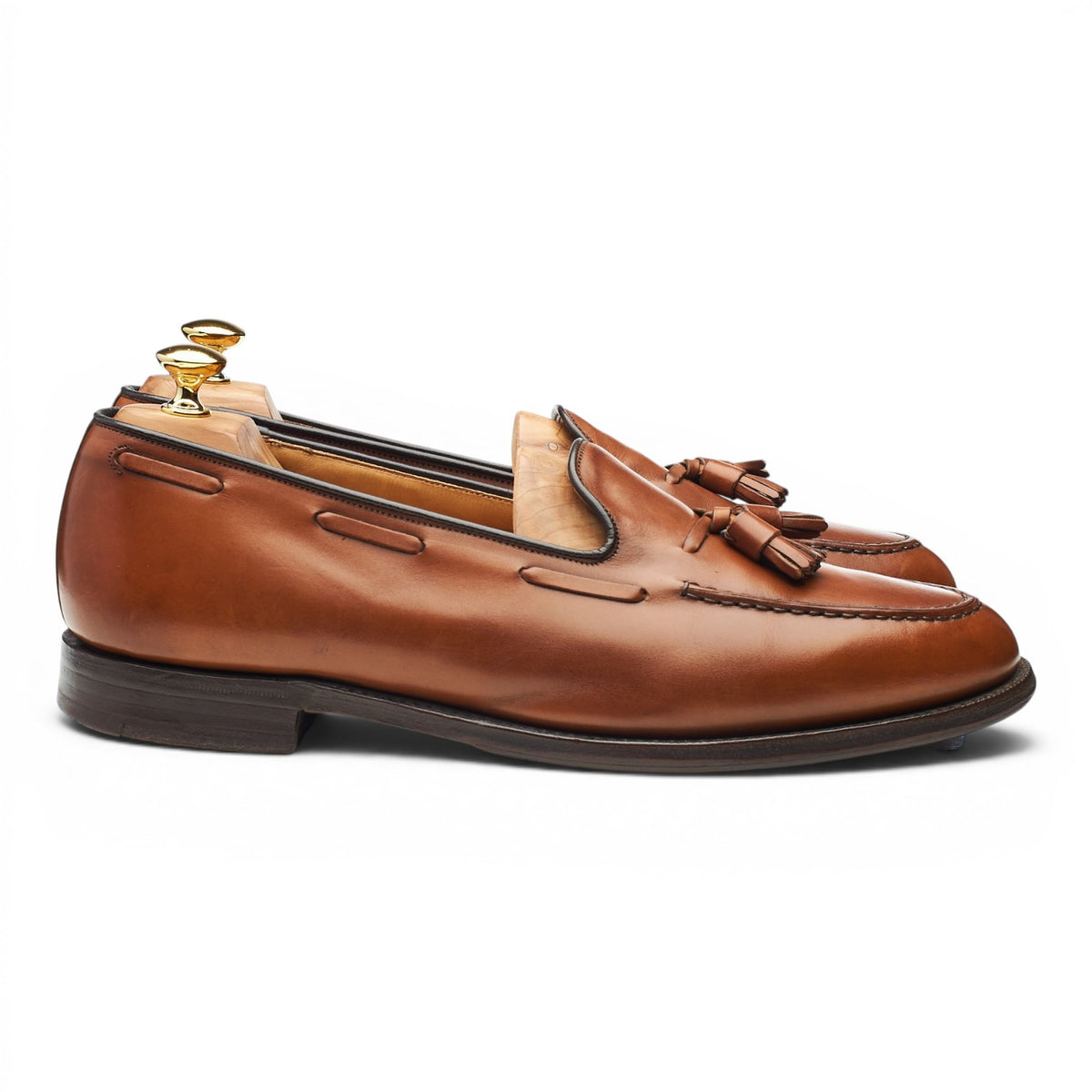 'Keats II' Tan Brown Leather Tassel Loafers UK 11 G