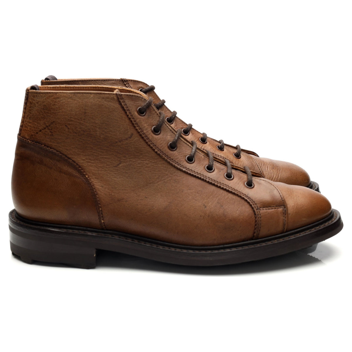&#39;Ethan&#39; Brown Leather Monkey Boots UK 8.5