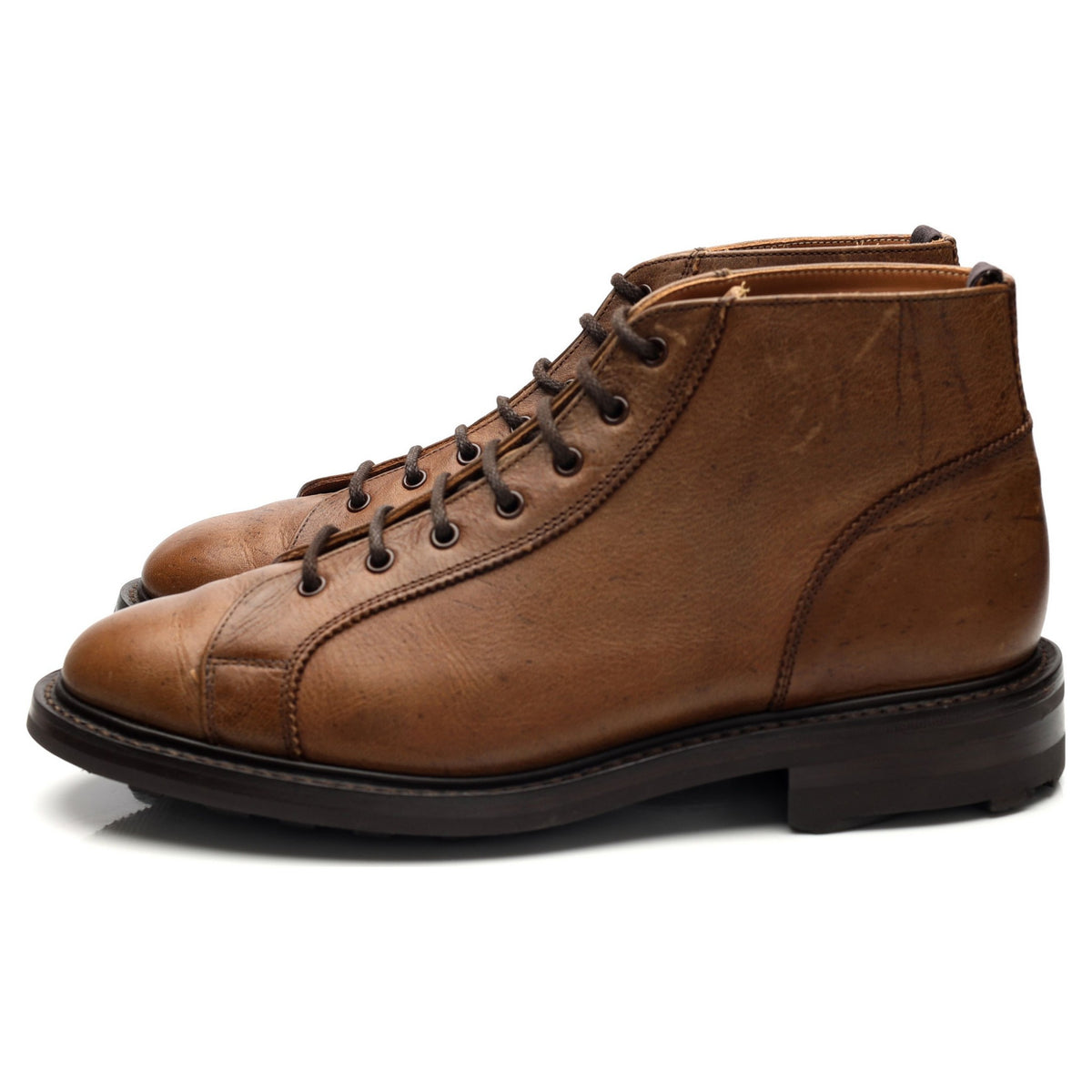 &#39;Ethan&#39; Brown Leather Monkey Boots UK 8.5