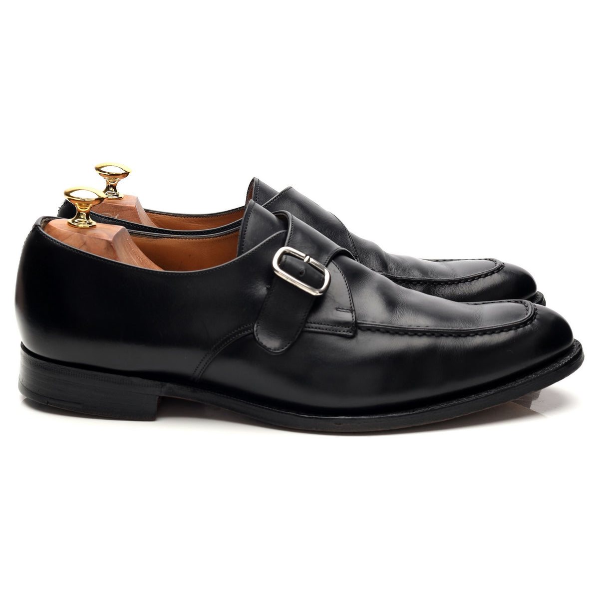 &#39;Kildwick&#39; Black Leather Apron Monk UK 10.5 G