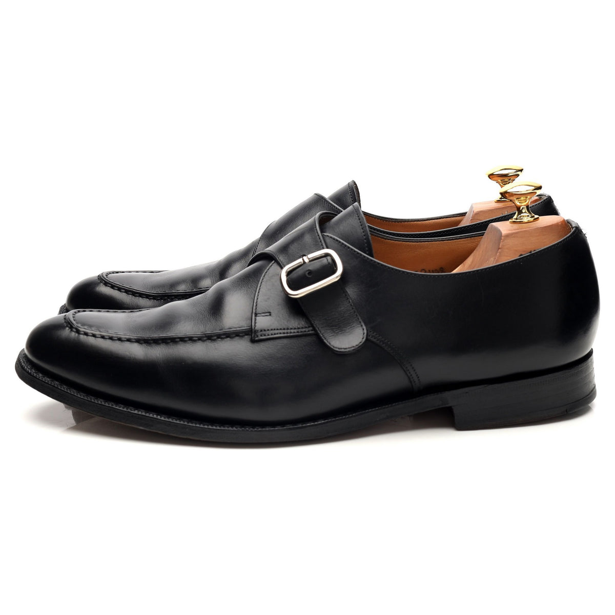 &#39;Kildwick&#39; Black Leather Apron Monk UK 10.5 G