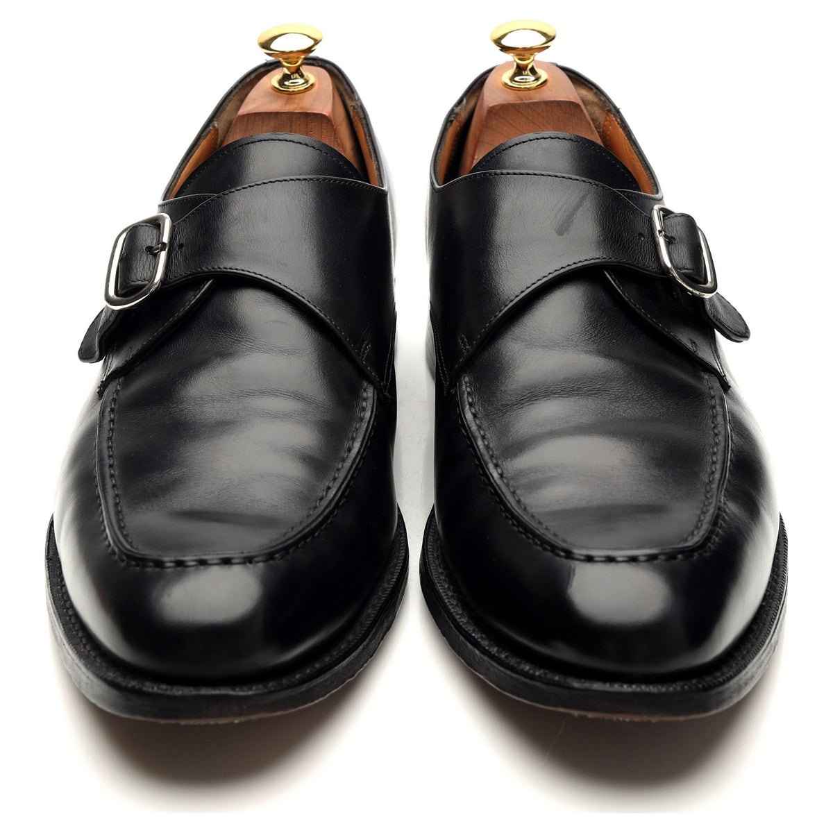 &#39;Kildwick&#39; Black Leather Apron Monk UK 10.5 G