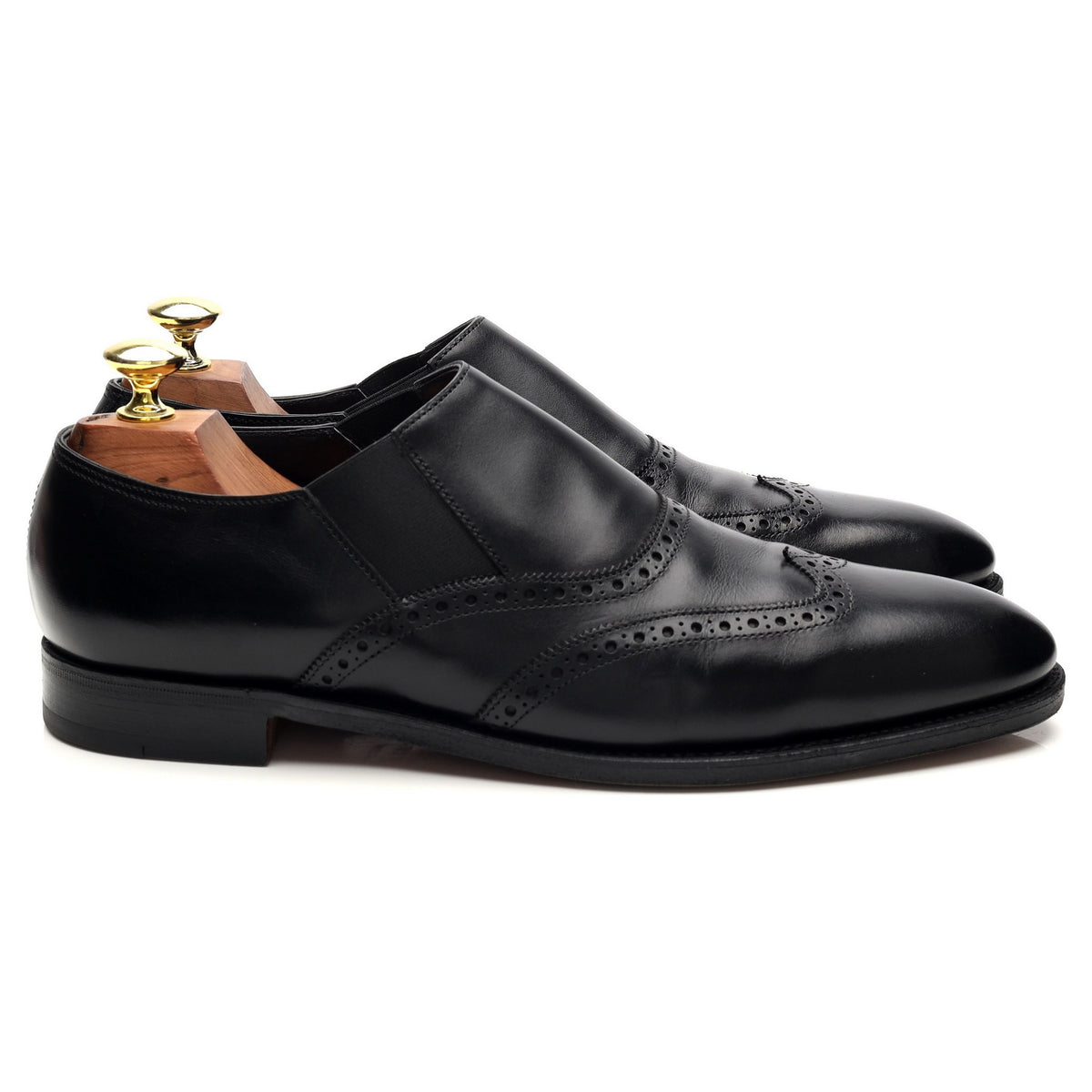 &#39;Holton&#39; Black Leather Slip On Brogues UK 7 E