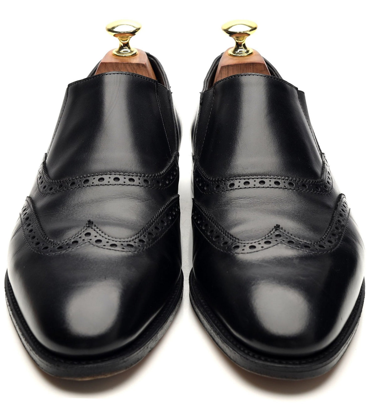 &#39;Holton&#39; Black Leather Slip On Brogues UK 7 E