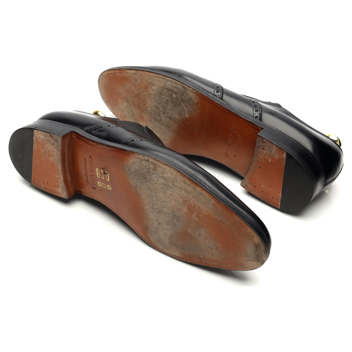 &#39;Holton&#39; Black Leather Slip On Brogues UK 7 E