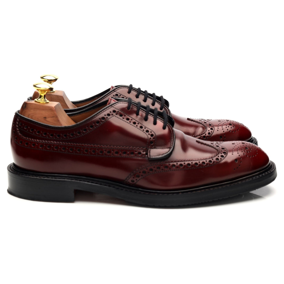&#39;Carlton&#39; Rosewood Red Leather Derby Brogues UK 7.5 F