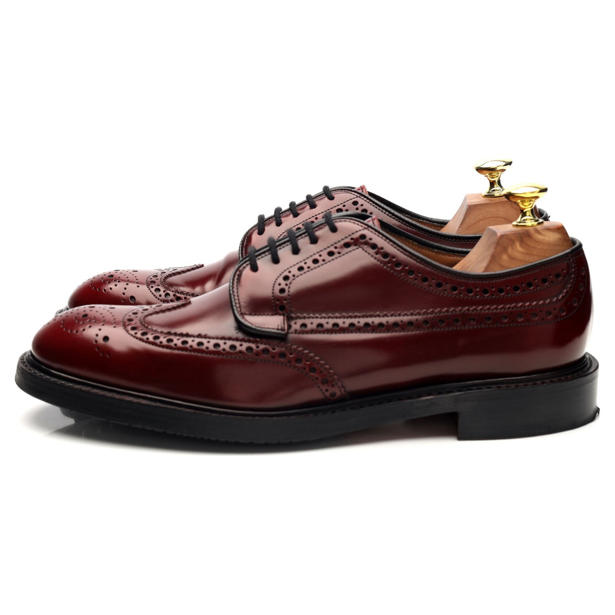 &#39;Carlton&#39; Rosewood Red Leather Derby Brogues UK 7.5 F