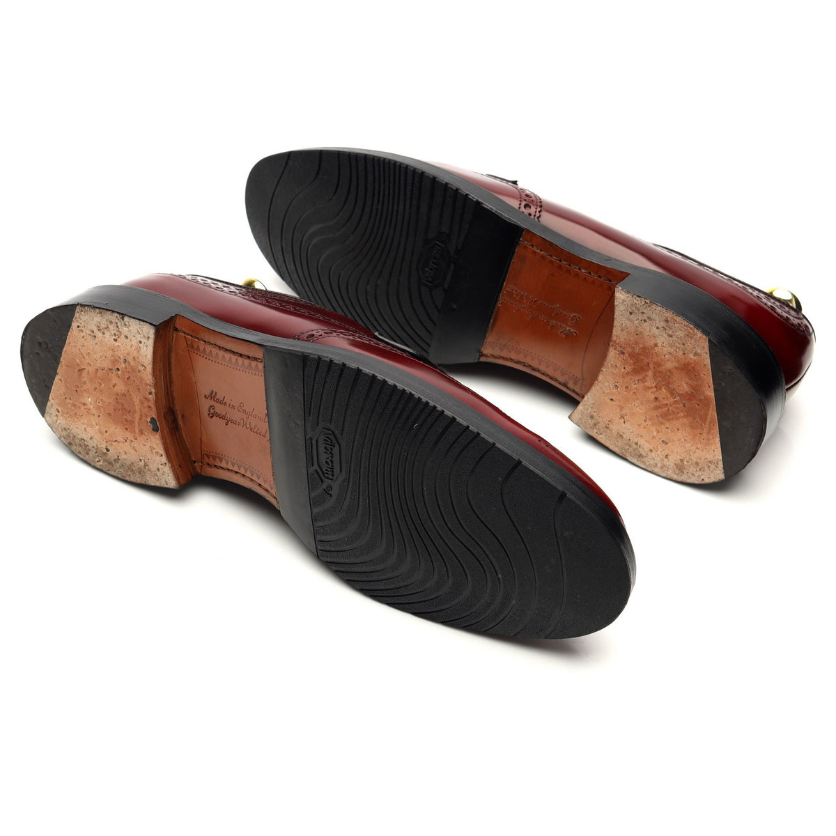 &#39;Carlton&#39; Rosewood Red Leather Derby Brogues UK 7.5 F