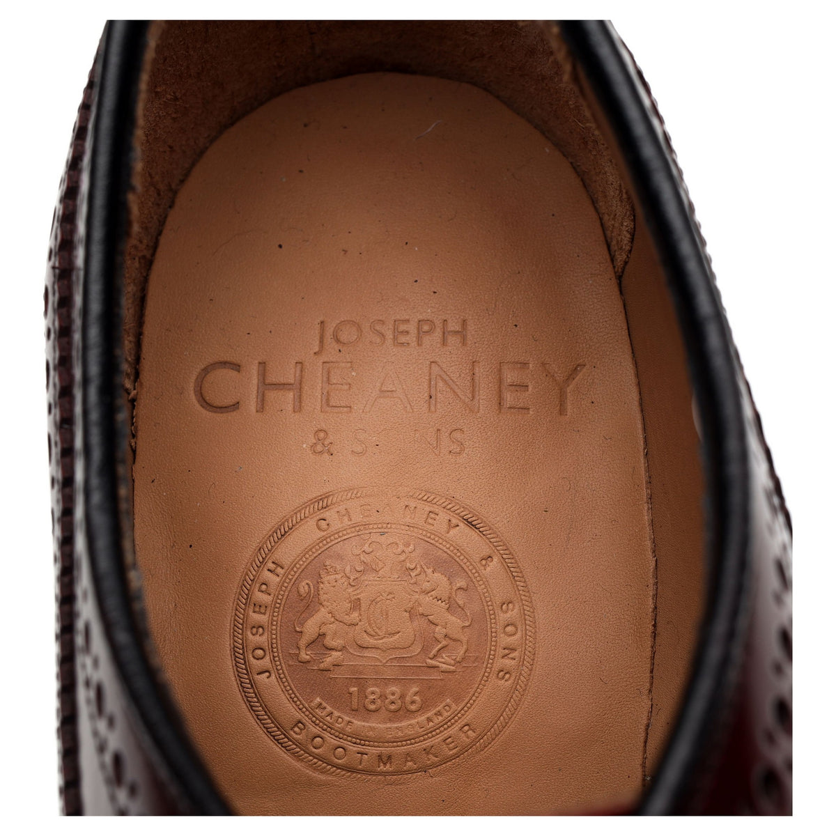 &#39;Carlton&#39; Rosewood Red Leather Derby Brogues UK 7.5 F