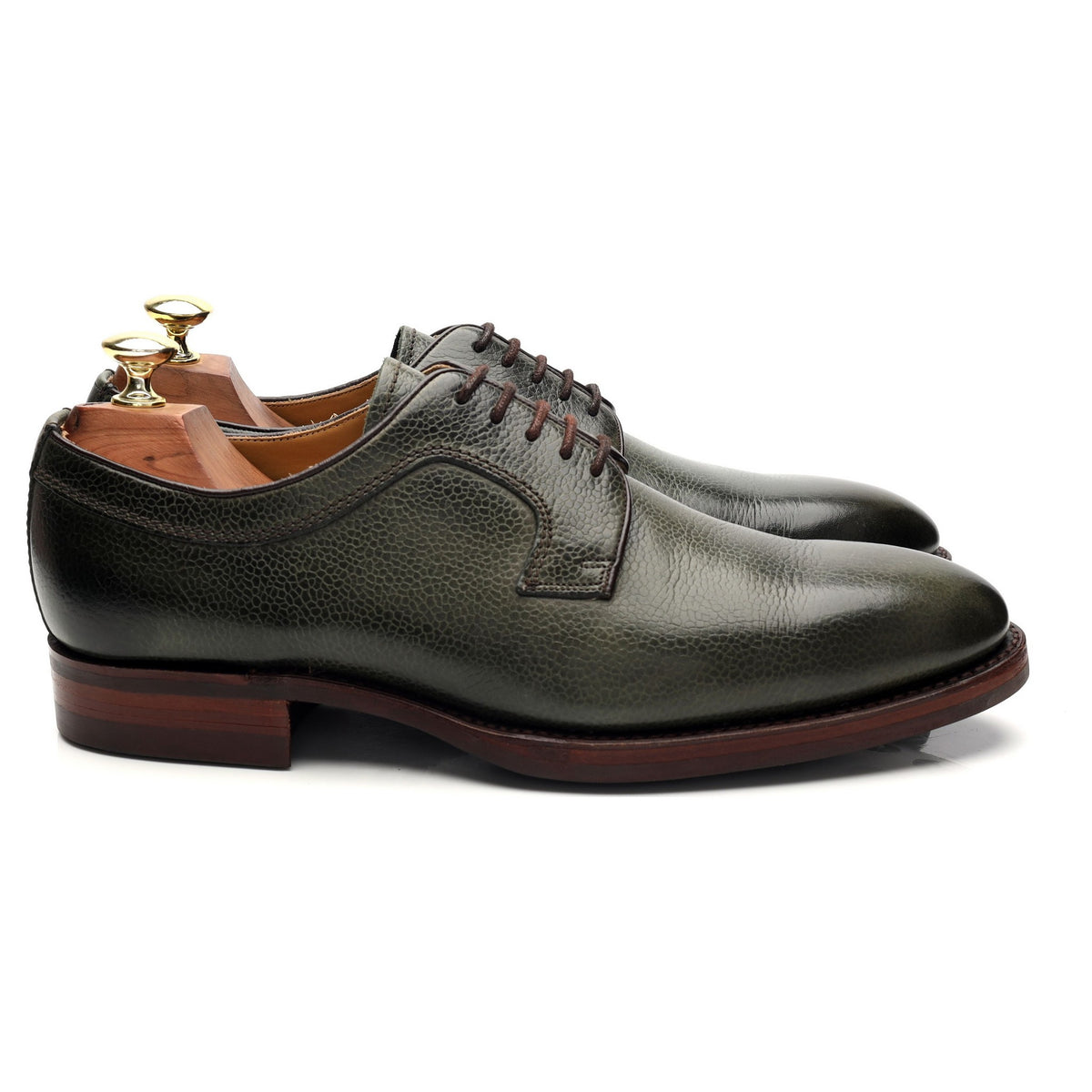 &#39;Skye&#39; Green Grain Leather Derby UK 7.5 F