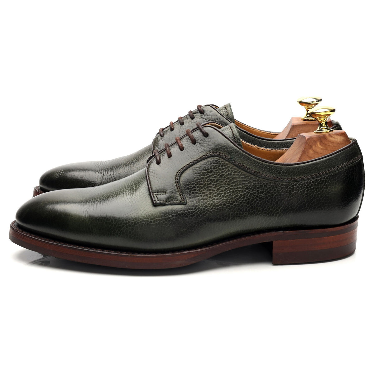 &#39;Skye&#39; Green Grain Leather Derby UK 7.5 F