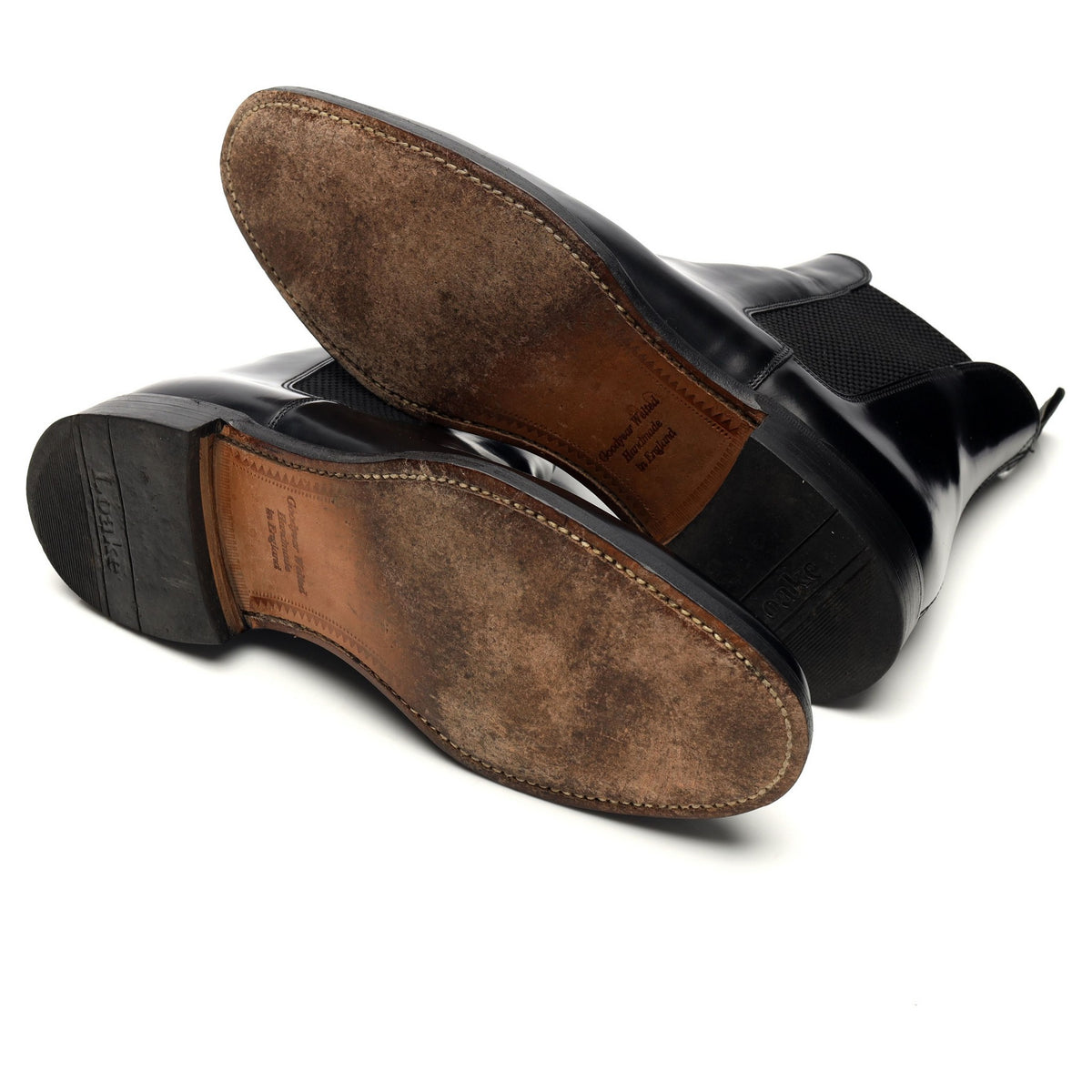 &#39;290&#39; Black Leather Chelsea Boots UK 8.5 F