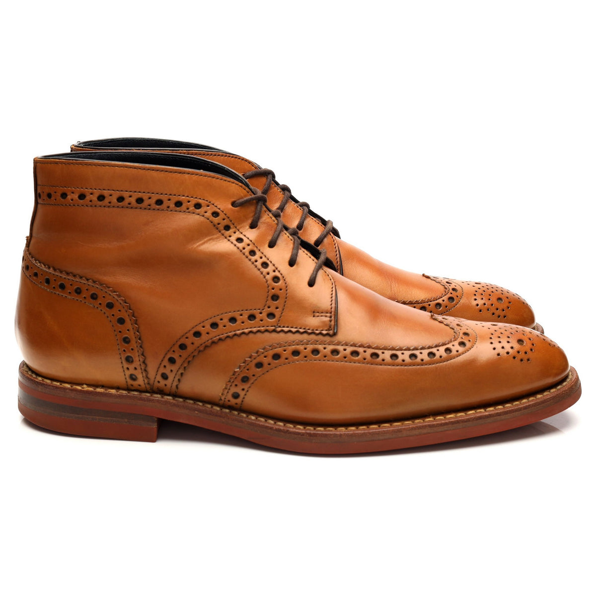 &#39;Reading&#39; Tan Brown Leather Brogue Chukka Boot UK 8 F