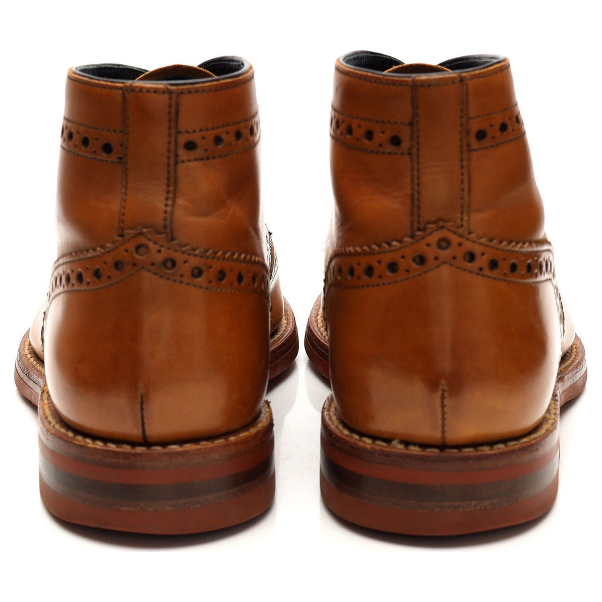 &#39;Reading&#39; Tan Brown Leather Brogue Chukka Boot UK 8 F
