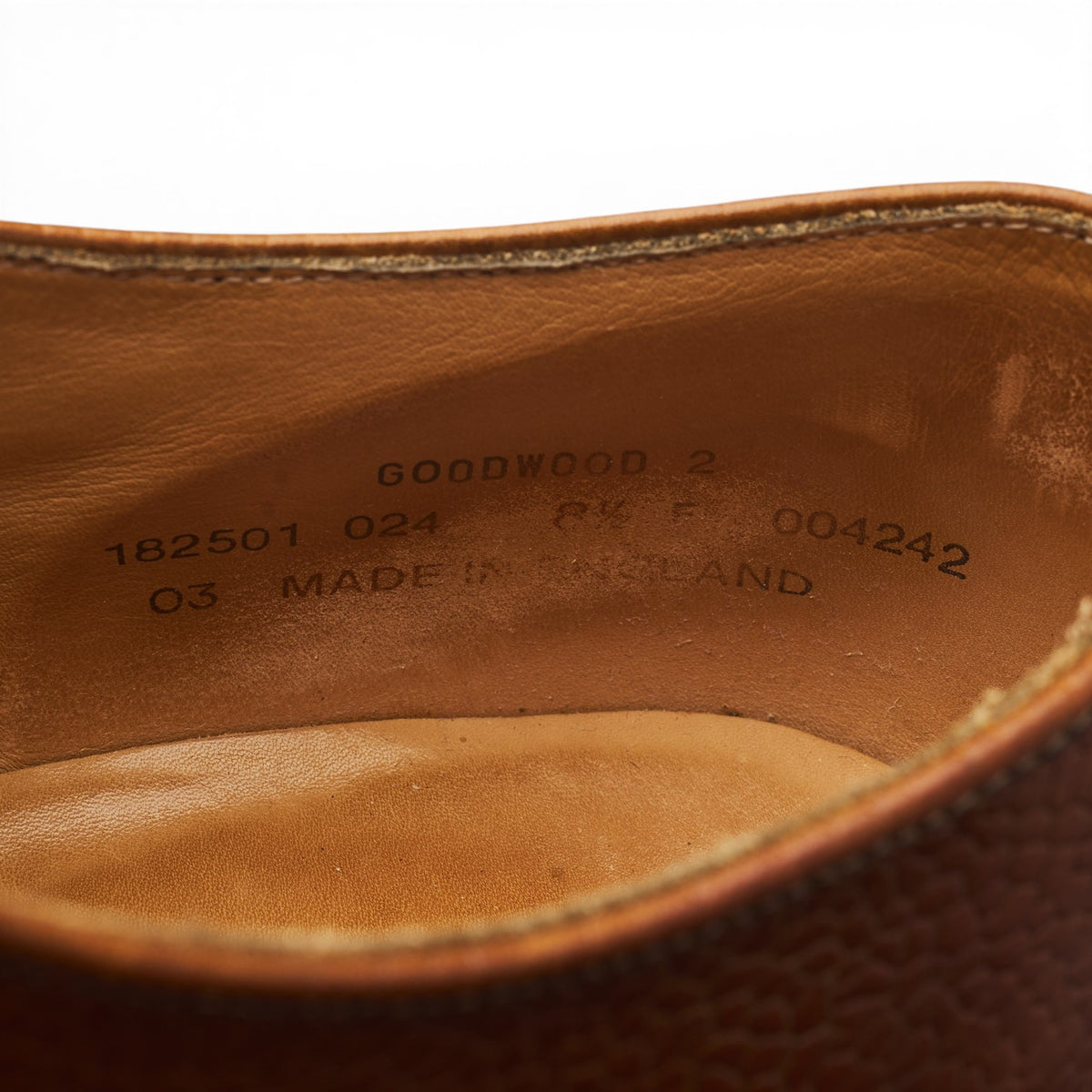 'Goodwood 2' Tan Brown Grain Leather UK 8.5 F
