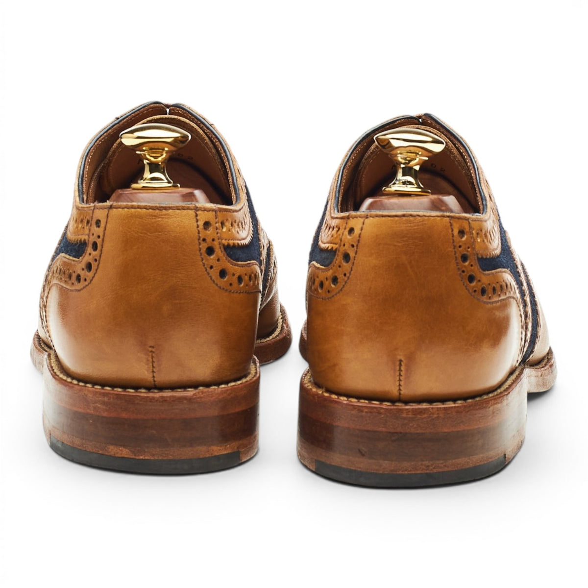 1880 'Tarantula' Tan Brown Leather Navy Suede Two Tone Oxford Brogues UK 6 F