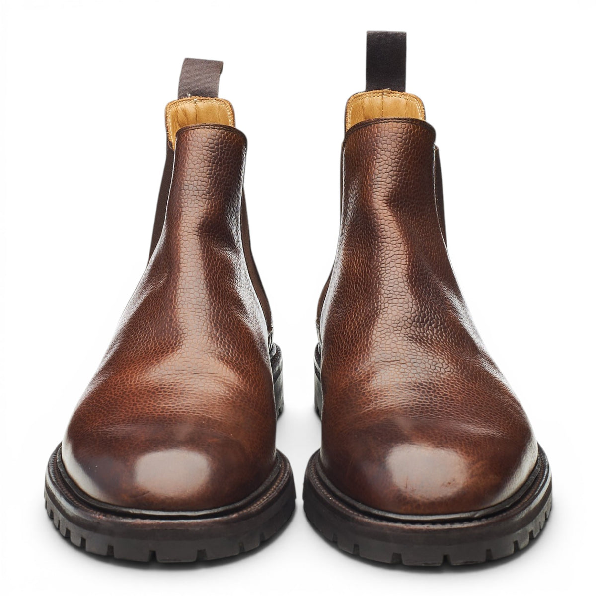 'Chelsea 11' Brown Grain Leather Chelsea Boots UK 9.5 E