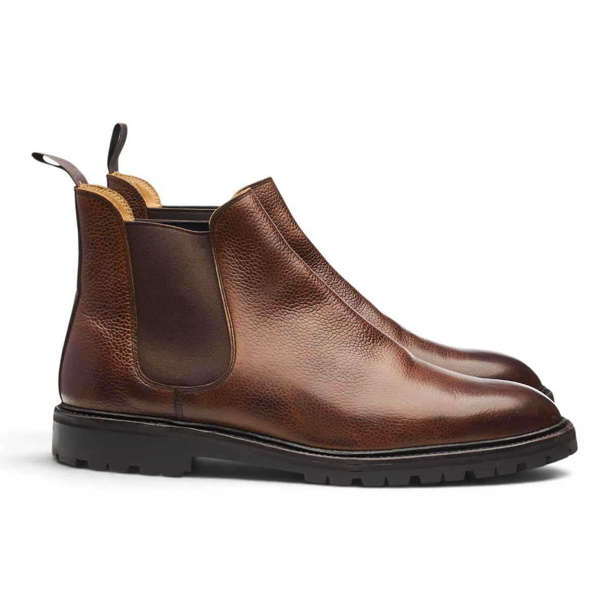 'Chelsea 11' Brown Grain Leather Chelsea Boots UK 9.5 E